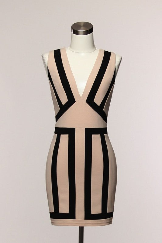 Sleeveless Colorblock Bodycon Dress